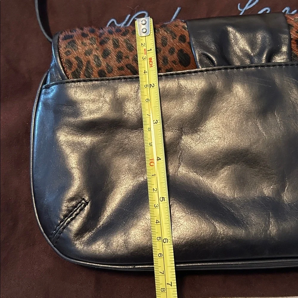 Kate Landry Black and Brown Leopard Print Shoulder Bag